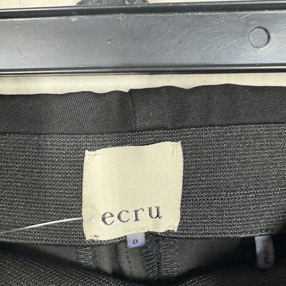 Ecru Womens 0 Straight Crop Chino Pants Black Cotton Blend Slit Hem Stretch - Picture 5 of 9